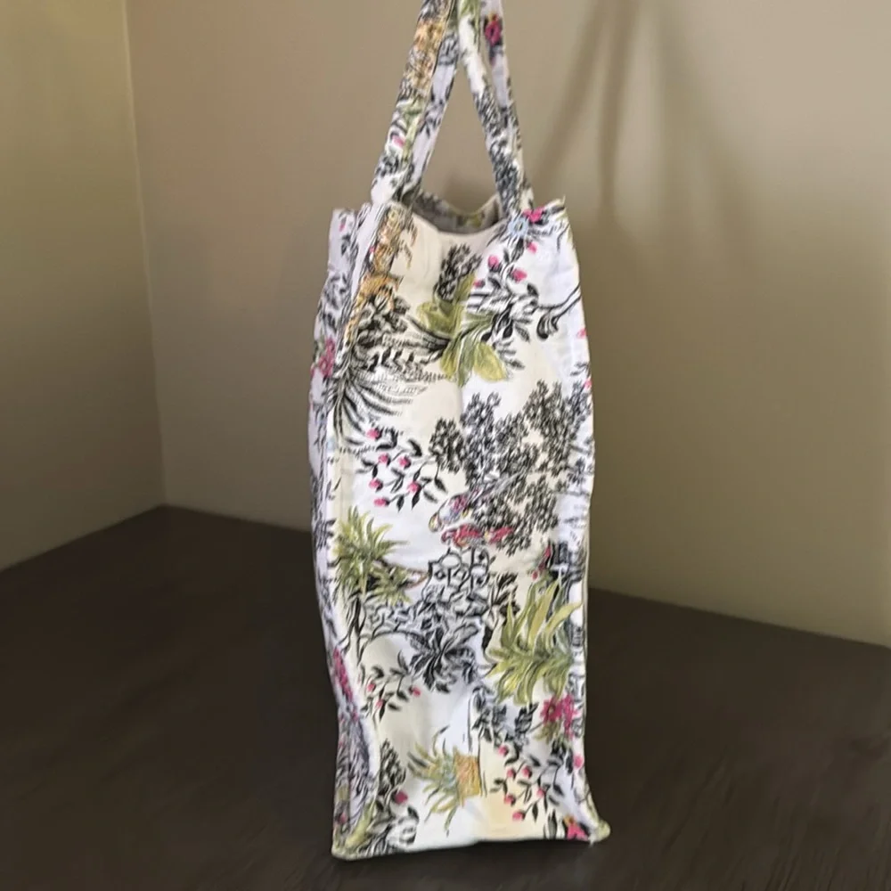 Exclusive Floral Jungle Print Tote Shopping Bag Travel Material Sturdy Cotton - Picture 4 of 13